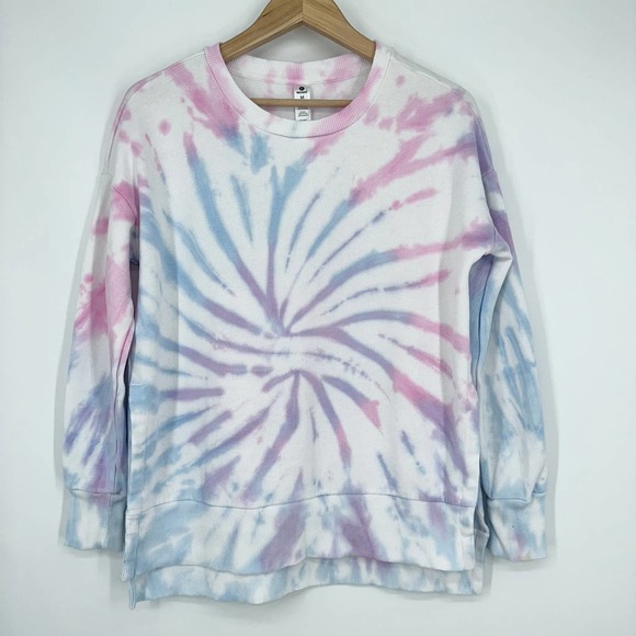 90 Degree by Reflex Pink & Blue Tie-Dye Side-Slit Sweatshirt - Picture 4 of 9